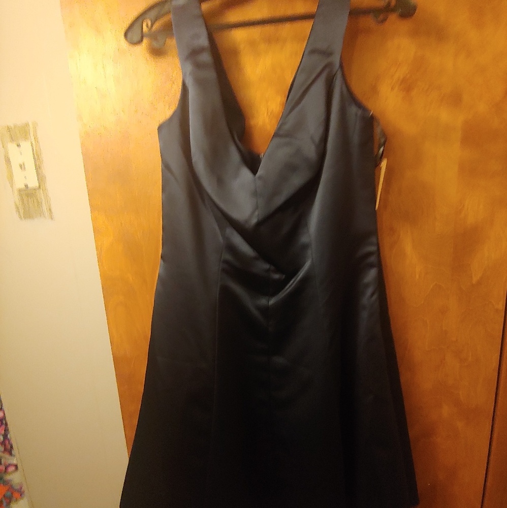 Navy Blue Satin Dress